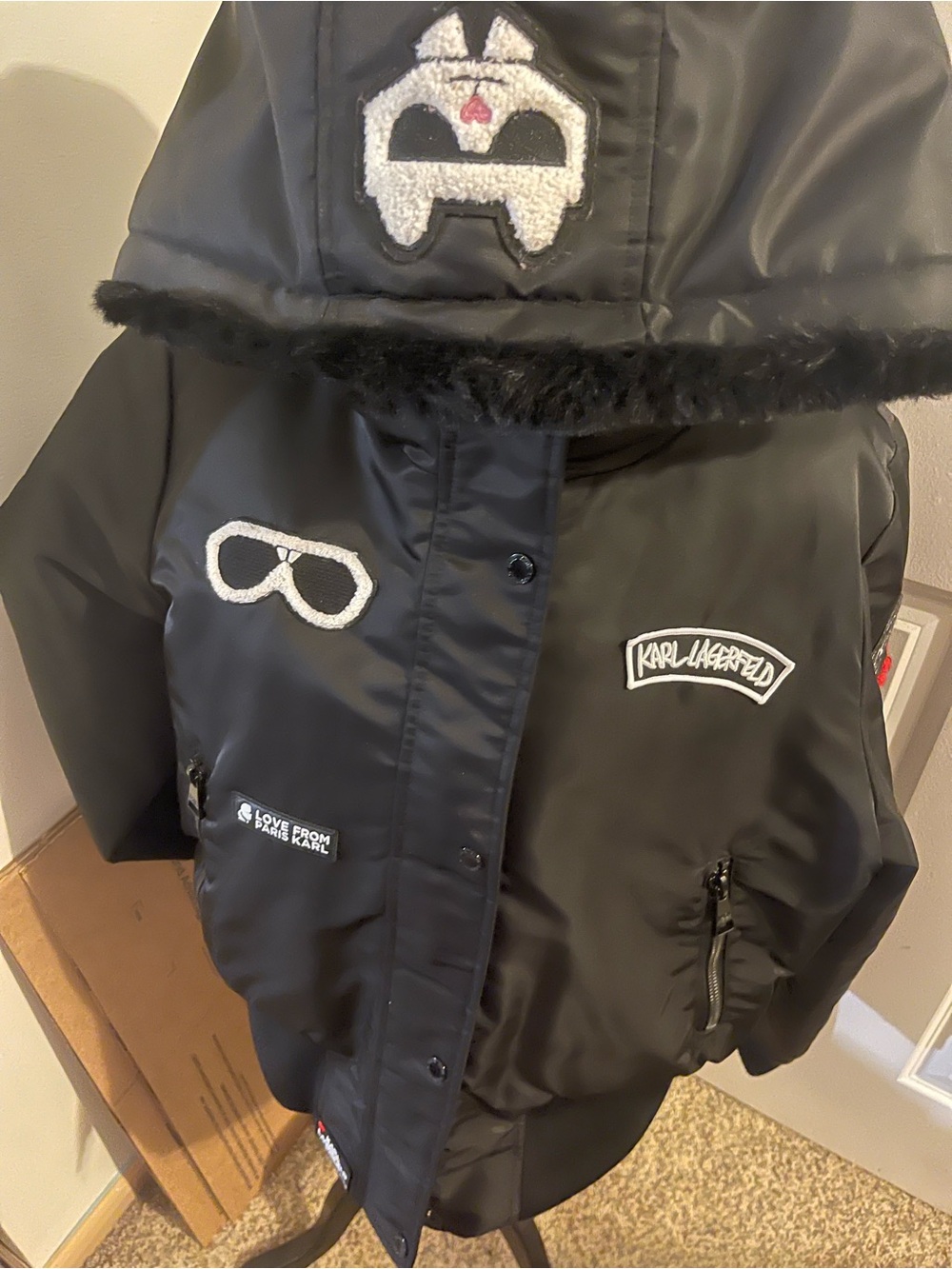 Karl Lagerfeld Women’s Black Hooded Puffer Jacket
